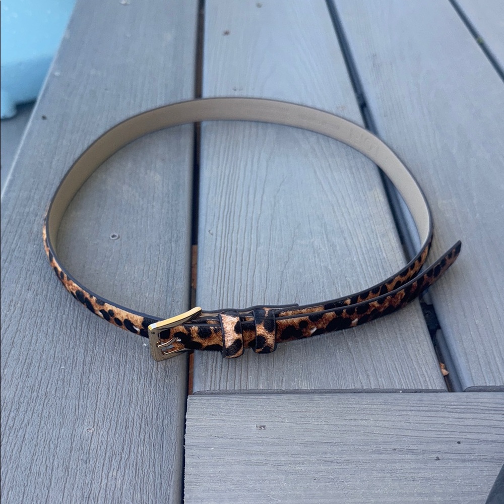 LOFT Leopard-Print Slim Belt with Gold Buckle
